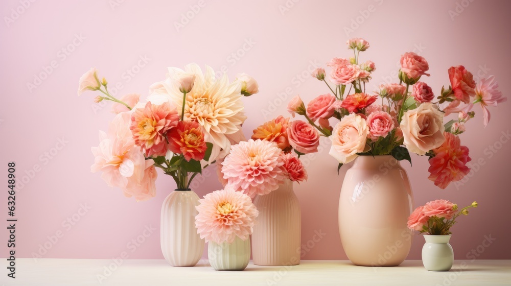 Obraz premium adorable mother's day flower bouquets and vases generative AI