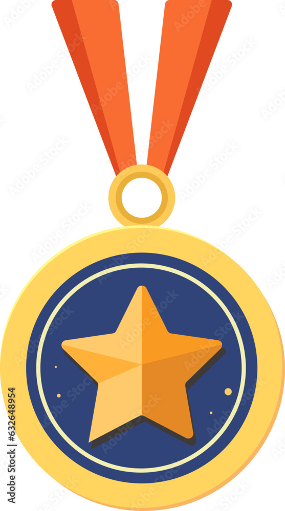 Golden star medal, the first prize design element object. Golden star medal, the first prize design element object.