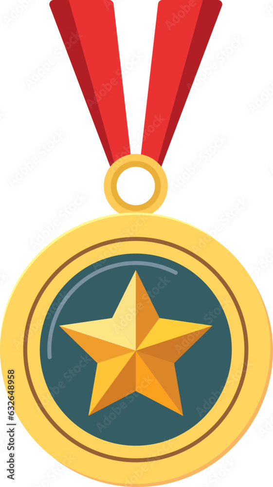 Golden star medal, the first prize design element object. Golden star medal, the first prize design element object.
