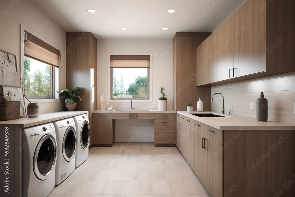 modern kitchen interior with sink. generative AI modern kitchen interior with sink. generative AI
