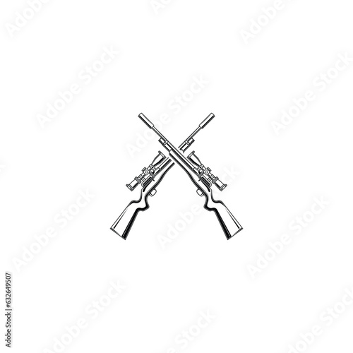 Crossed old riffle vector graphics