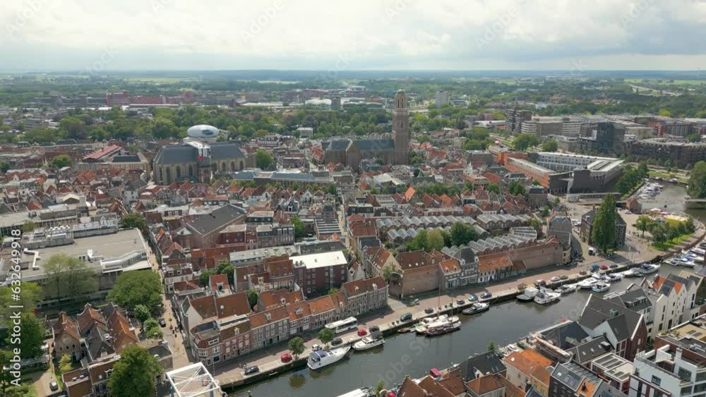 City centre of Zwolle and clock tower by drone City centre of Zwolle and clock tower by drone