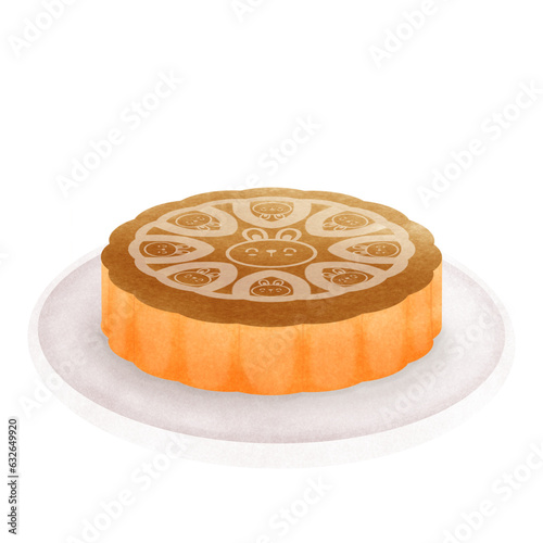 Mooncake plate mid autumn festival food element illustration
