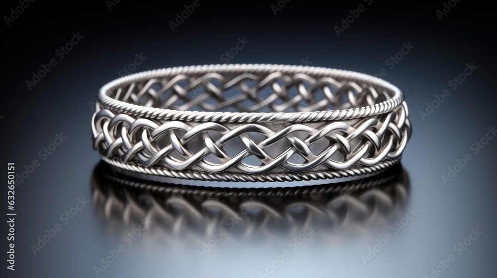 ancient celtic knotwork bracelet in sterling silver isolated on a white background generative AI ancient celtic knotwork bracelet in sterling silver isolated on a white background generative AI