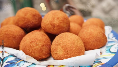Typical Italian fried rice balls. Arancini photo