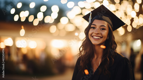Capture the anticipation and excitement on the student's face as they walk towards the stage to receive their diploma, with bokeh lights reflecting their dreams coming true.