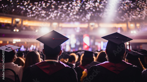 Craft a time-lapse video of the student's graduation day, with bokeh lights twinkling in the background as they celebrate with friends and family." 