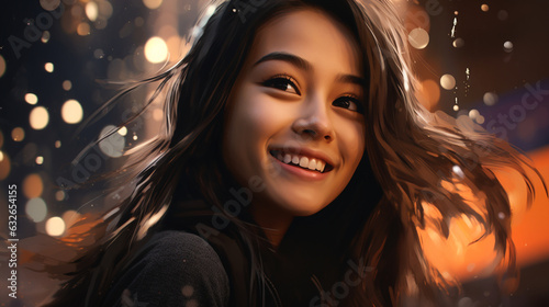 Create a heartfelt digital sketch of the student's smiling face, surrounded by bokeh lights, radiating happiness and pride in their academic accomplishment." 