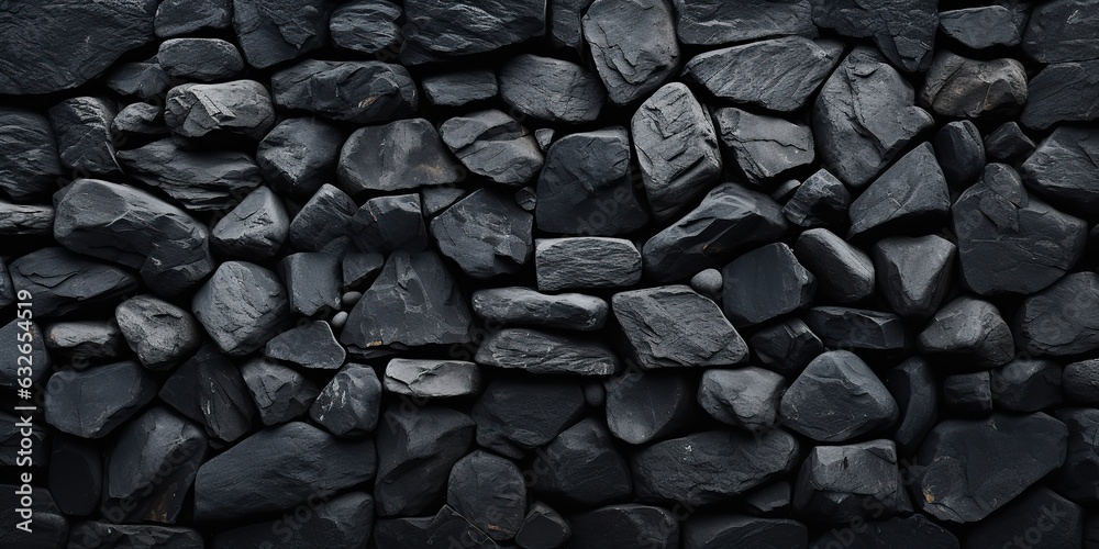 Fototapeta premium AI Generated. AI Generative. Black grey brock rock marble stone wall decoration background. Graphic Art