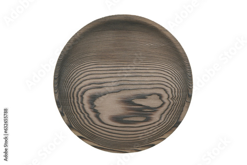 Old wooden plate with unique texture white isolated background