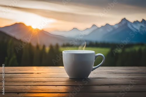 cup of coffee on the mountain