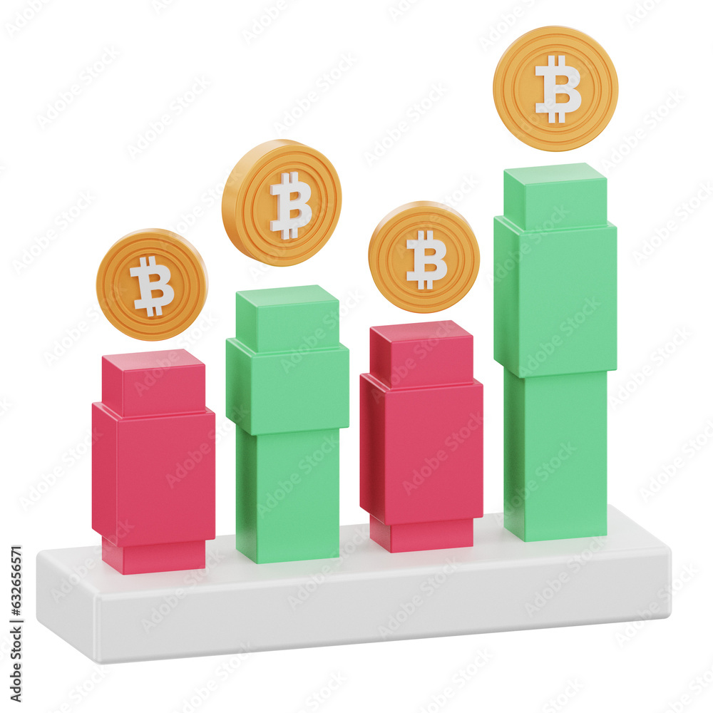 Candle stick 3d icon illustration. Cryptocurrency trading investment concept Candle stick 3d icon illustration. Cryptocurrency trading investment concept