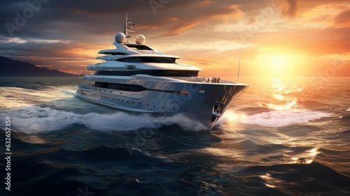 Luxury yacht sailing over the ocean created with Generative AI