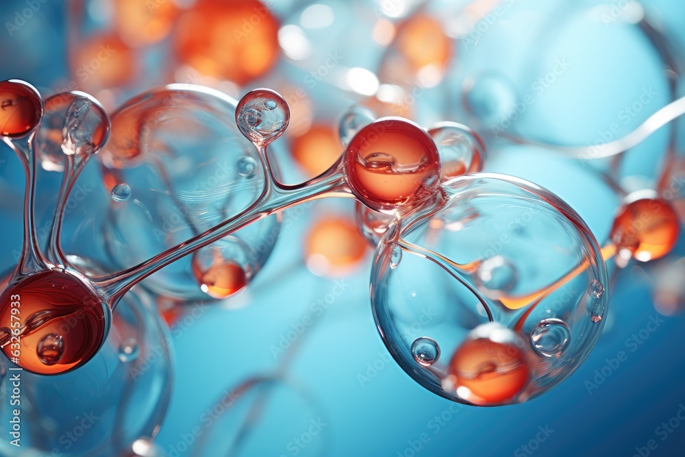 molecules antioxidant of liquid bubble on gray background - obrazy, fototapety, plakaty 