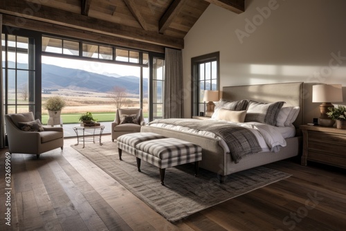 Farmhouse interior design of modern bedroom © Fred