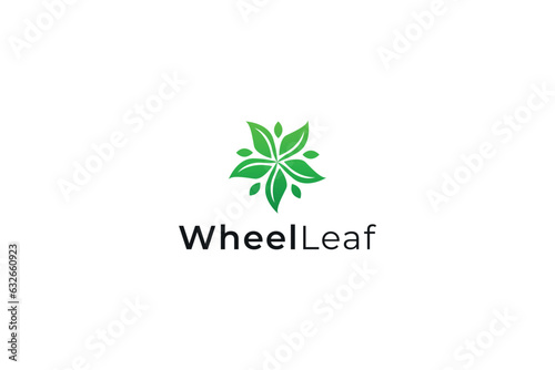 Vector Gradient Wheel Leaf Logo