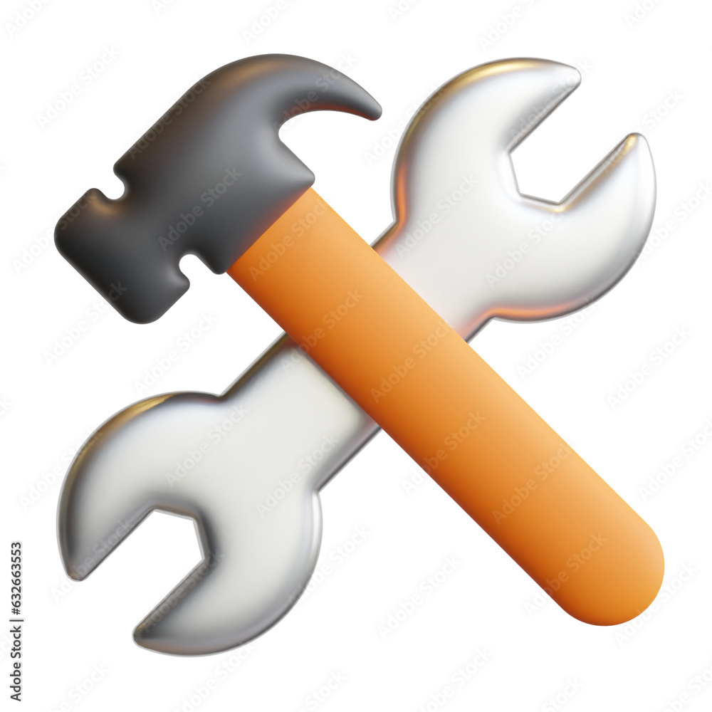 3d hammer and wrench labor day concept high quality render illustrations 3d hammer and wrench labor day concept high quality render illustrations