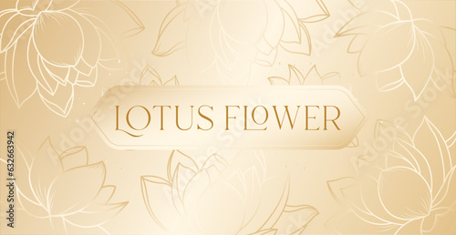 Golden luxury lotus flowers and leaves background