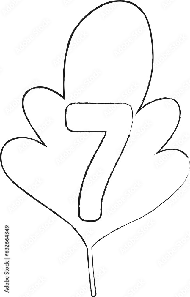 Number 7 tree leaf for decoration and design. Number 7 tree leaf for decoration and design.