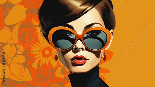 Design an elegant vintage-inspired poster featuring a woman in a chic 60s ensemble, channeling the sophistication and grace of the time." 