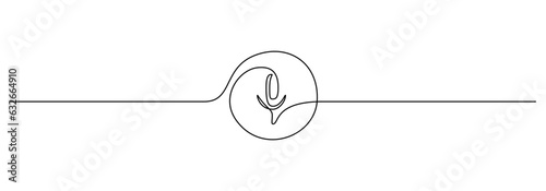 One continuous line drawing of voice recognition button. Icon of mic microphone and recording audio music in simple linear style. Social media concept in editable stroke. Doodle vector illustration