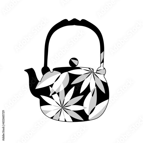 Stylized illustration of a teapot with flowers