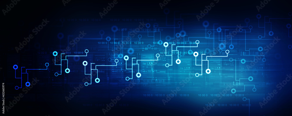Fototapeta premium 2d illustration Abstract futuristic electronic circuit technology background