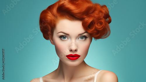 1950s portrait of a pretty woman with red hair
