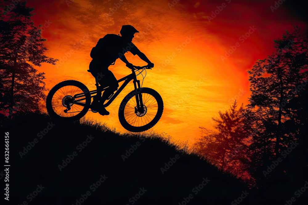 Obraz premium Cycling Adventure in the Sunset
