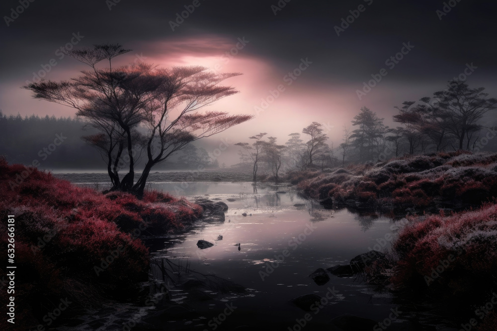 Mystical Twilight: Pink and Gray Scenery