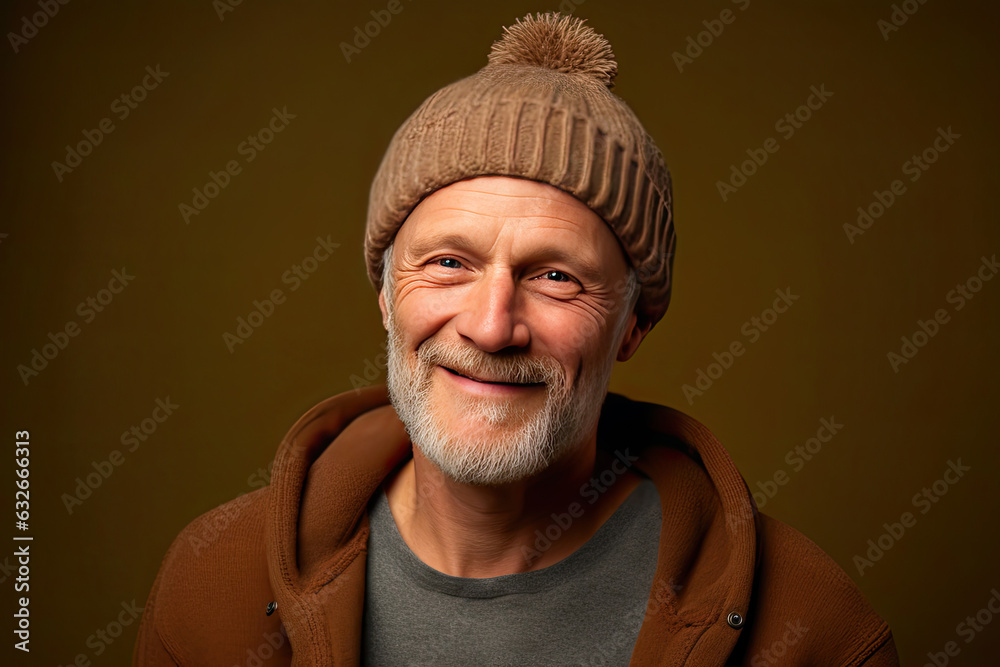 Beaming Middle-Aged Man in Cozy Beanie Beaming Middle-Aged Man in Cozy Beanie