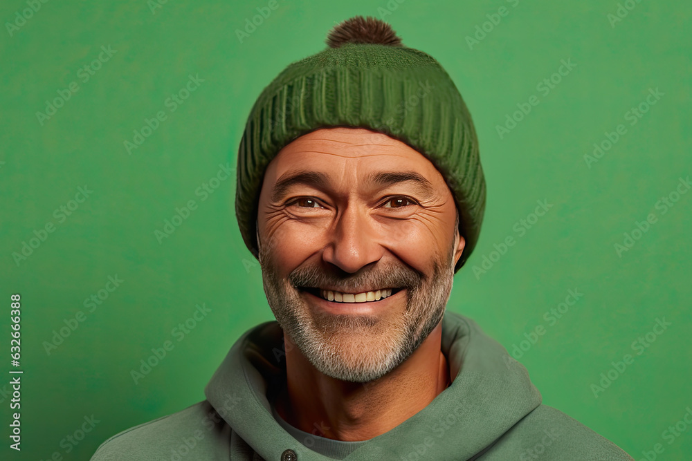Joyful Middle-Aged Man in Cozy Beanie Joyful Middle-Aged Man in Cozy Beanie