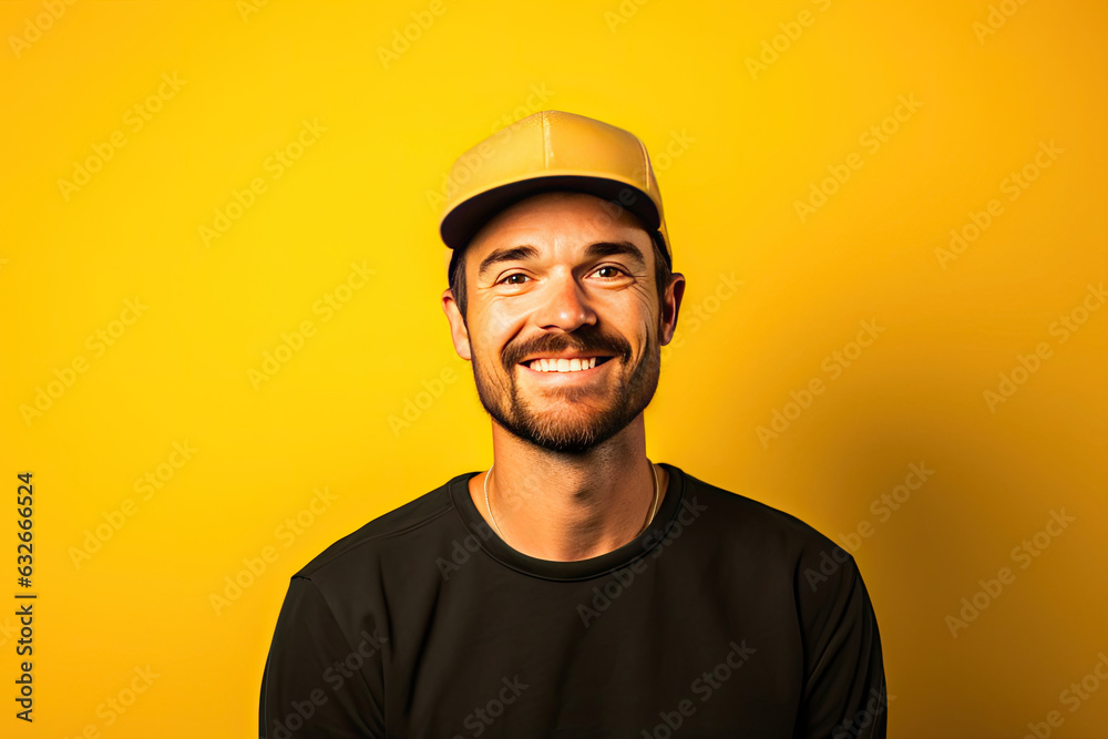 30s Man against Vibrant Yellow