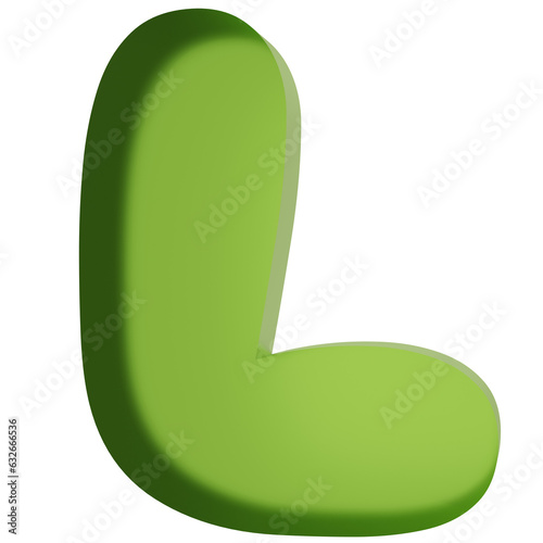 3D Alphabet Font Cute Green Gummy