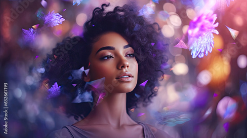 A 30s Woman Amidst a Fantastical Explosion