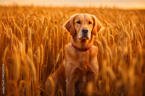 Clever Dog Admiring the Wheat Field