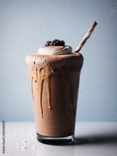 Coffee smoothie with coconut cream photo