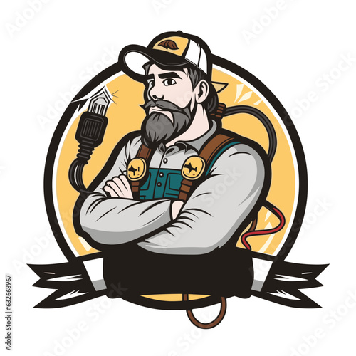 Service and repair of electrical wiring. Electrical and house work. Cartoon vector illustration.
