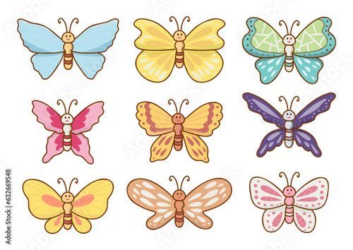 Set of beautiful butterfly in cartoon character vector © Johnstocker