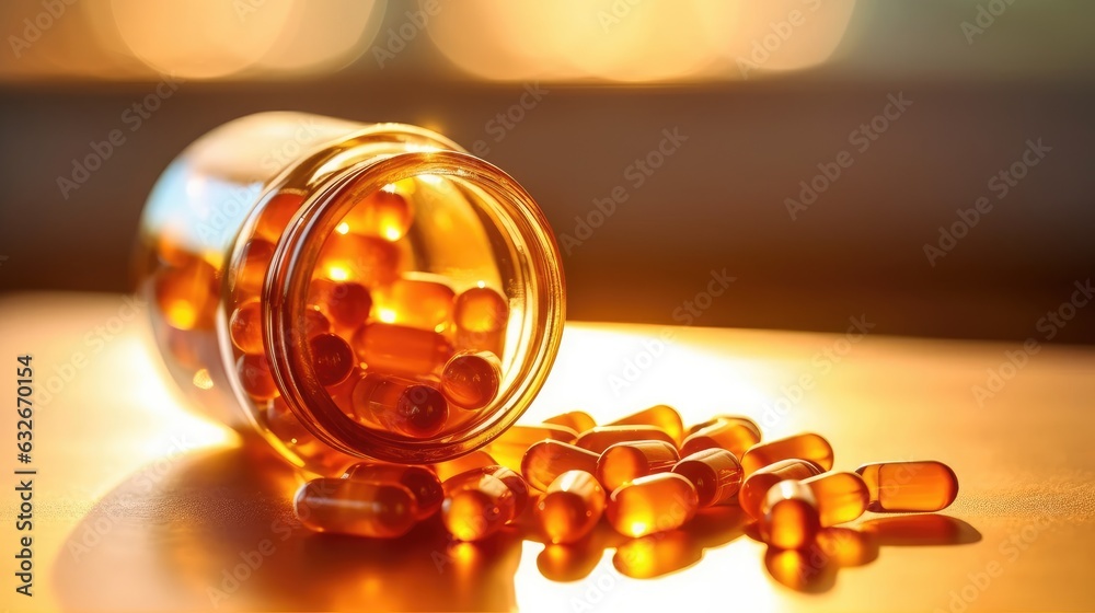 medical pills pouring out of a bottle. medical soft drugs. medicine, drugs for treatment. medical pills pouring out of a bottle. medical soft drugs. medicine, drugs for treatment.