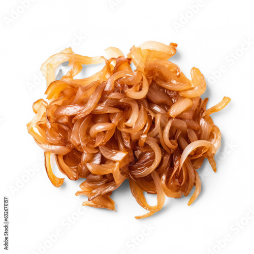 Caramelized onions isolated on transparent background top view  photo