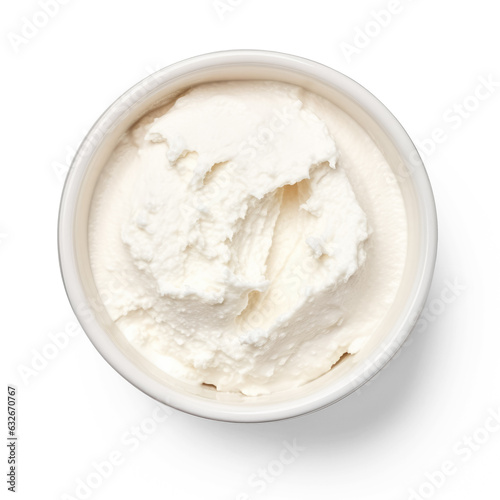 Ricotta cheese isolated on transparent background top view 