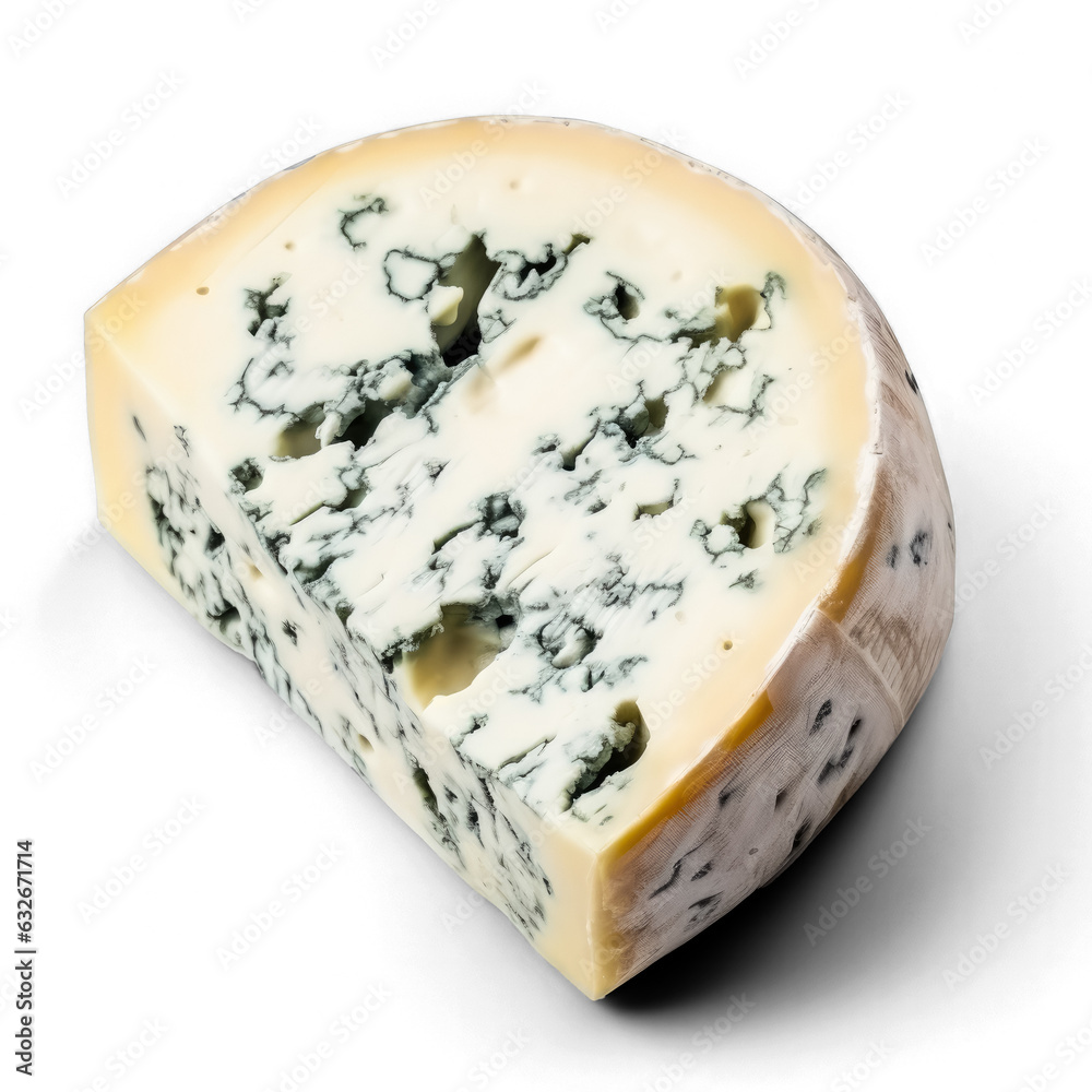 Gorgonzola or blue cheese isolated on transparent background top view 