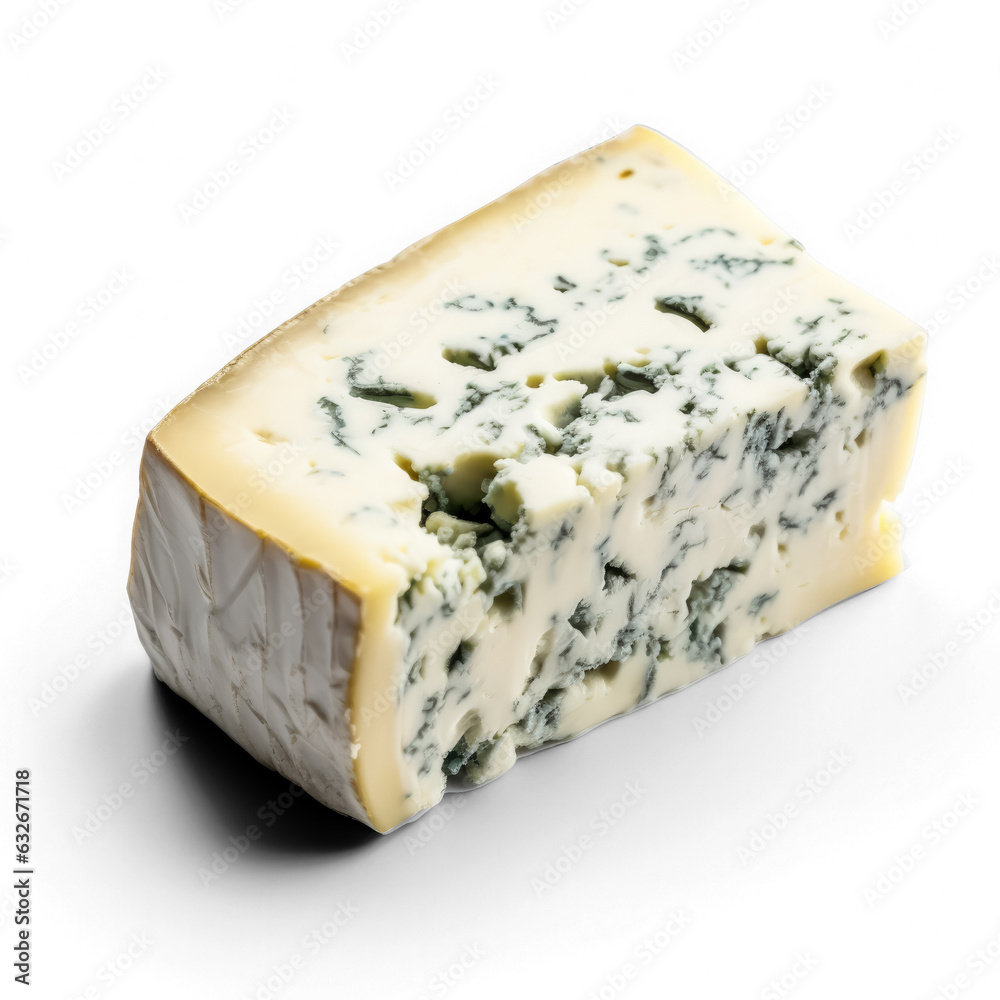 Gorgonzola or blue cheese isolated on transparent background top view 