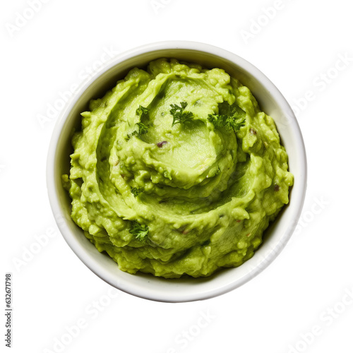 Guacamole isolated on transparent background top view 
