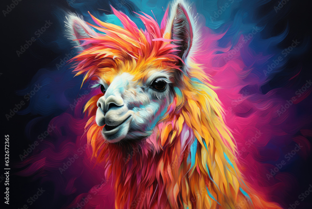 Vivid Pop Art Llama bold and captivating pop art style created by AI.