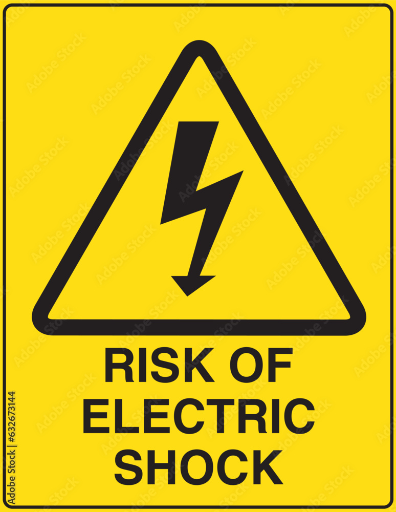 Cartel de peligro de electricidad en color amarillo y negro. Vector