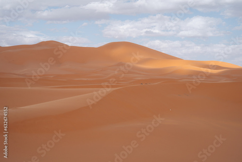 Sahara Morocco  Majestic desert expanse  offering golden dunes  captivating landscapes  and an enchanting experience under the starlit desert skies. High quality photo