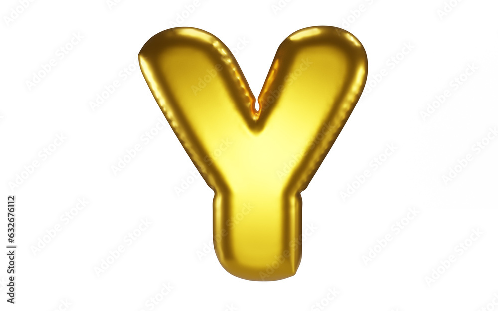 Golden balloon inflated alphabet letter on gray background Golden balloon inflated alphabet letter on gray background