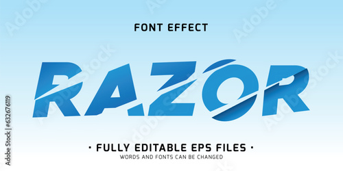 Razor, sliced editable vector text effect